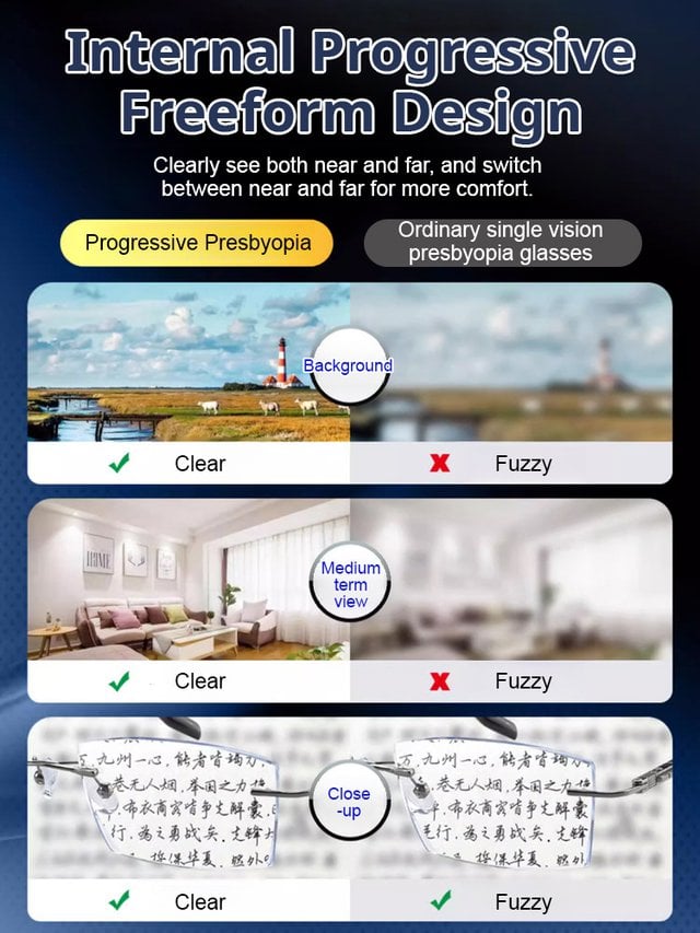 Color-Changing Anti-Blue Light Glasses for Presbyopia